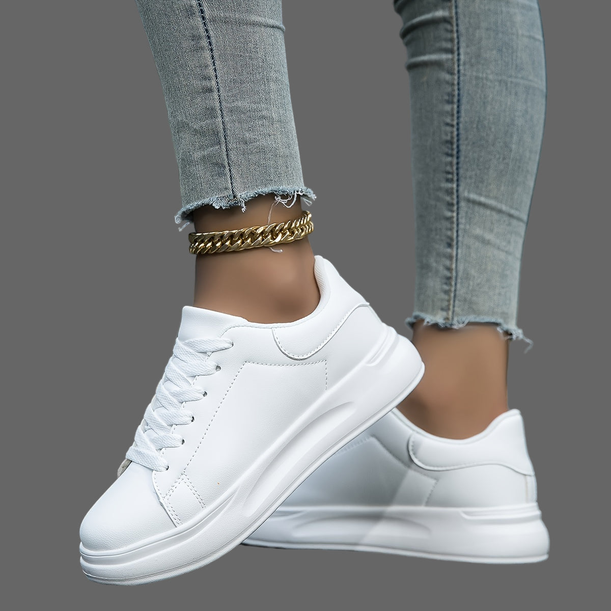 Strakke Witte Plateau Sneakers – Minimalistisch Design
