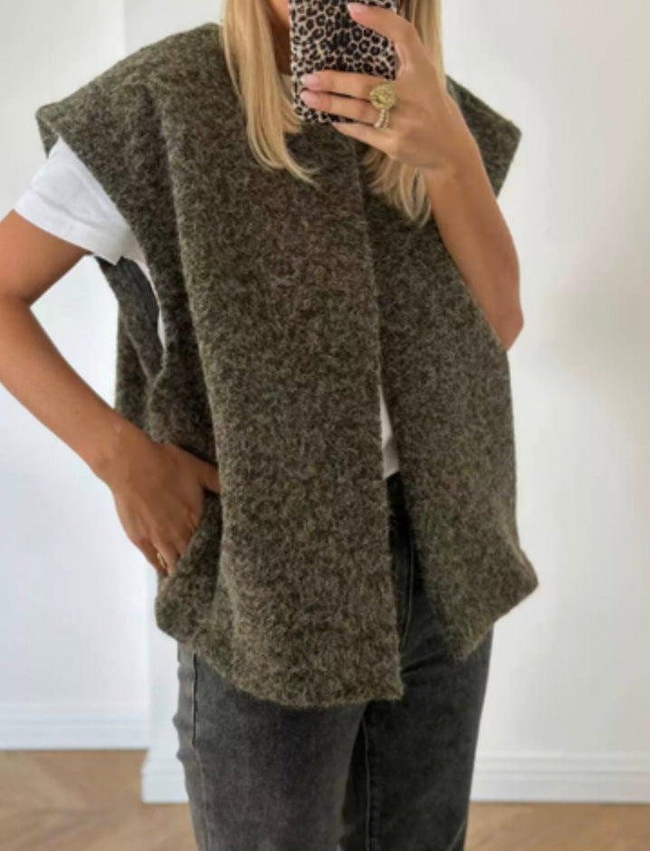 Textuur Vest – Luxe Mohairmix met Oversized Pasvorm
