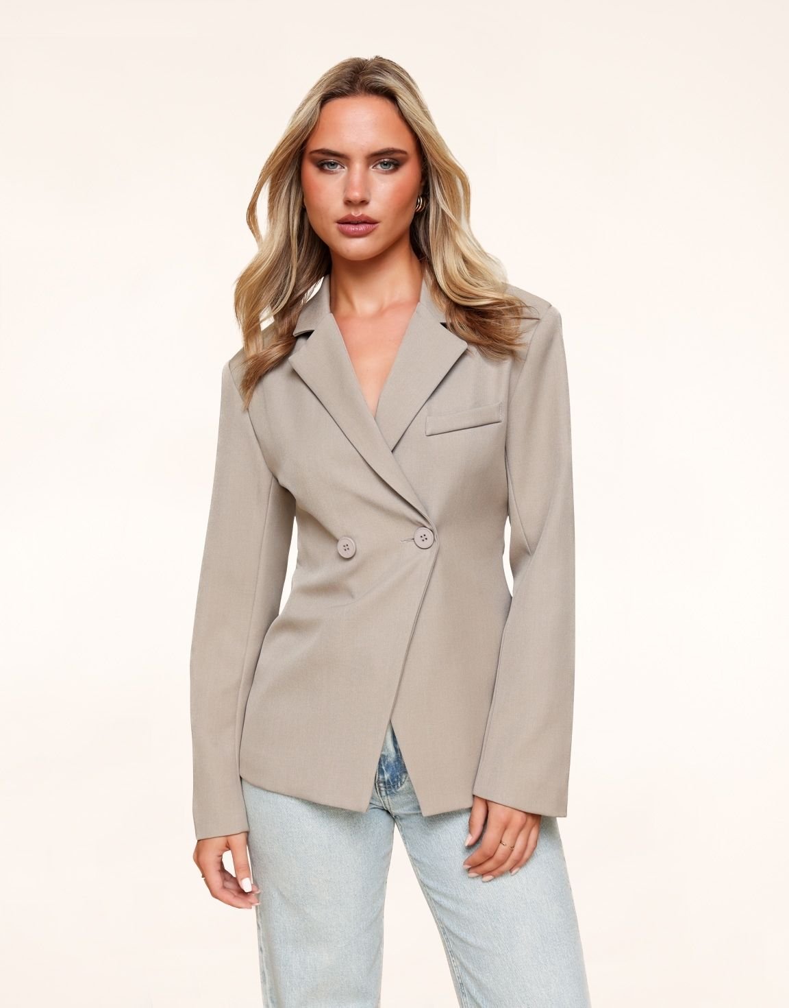 Taupe Classic Getailleerde - Blazer - Olivia & Kate