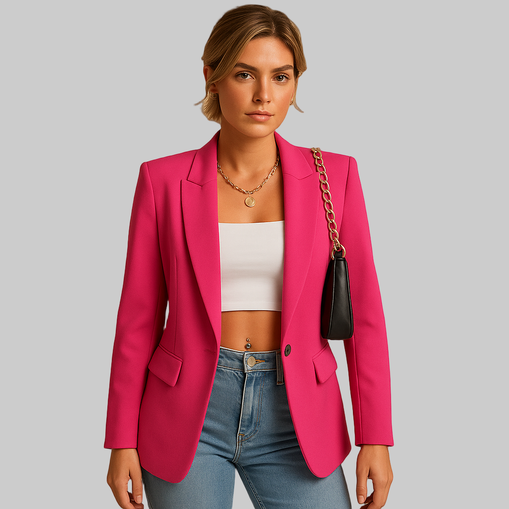 Dames blazer met getailleerde pasvorm en elegant ontwerp, geschikt voor kantoor of formele gelegenheden.