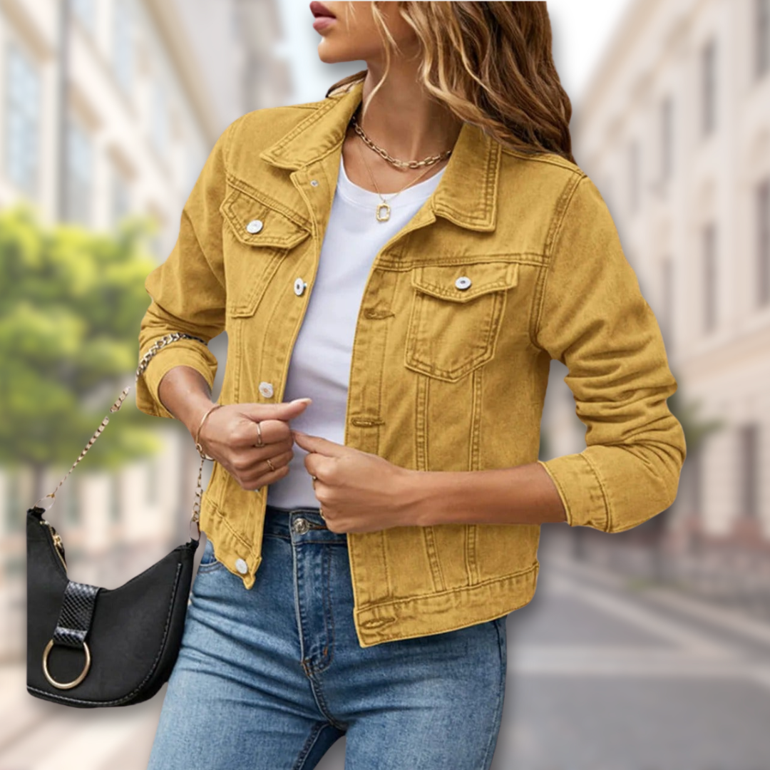 Getailleerde Denim Jas Met Knoopsluiting – Klassiek Model