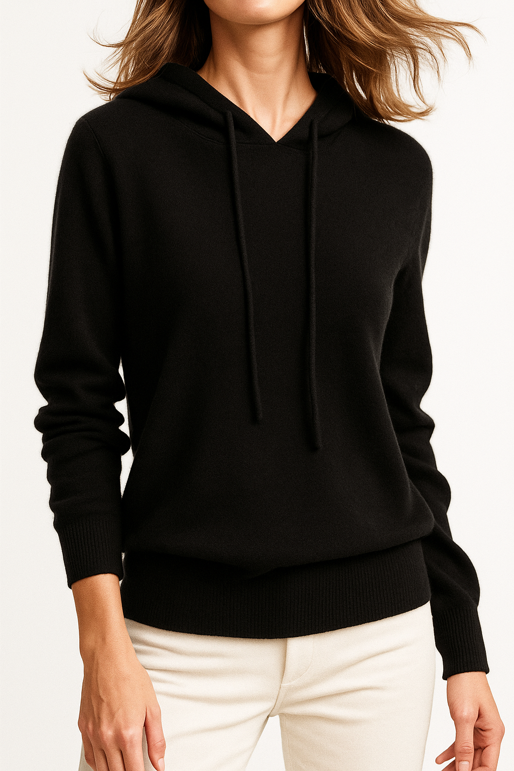 Ribgebreide Hoodie – Casual Trui met Capuchon