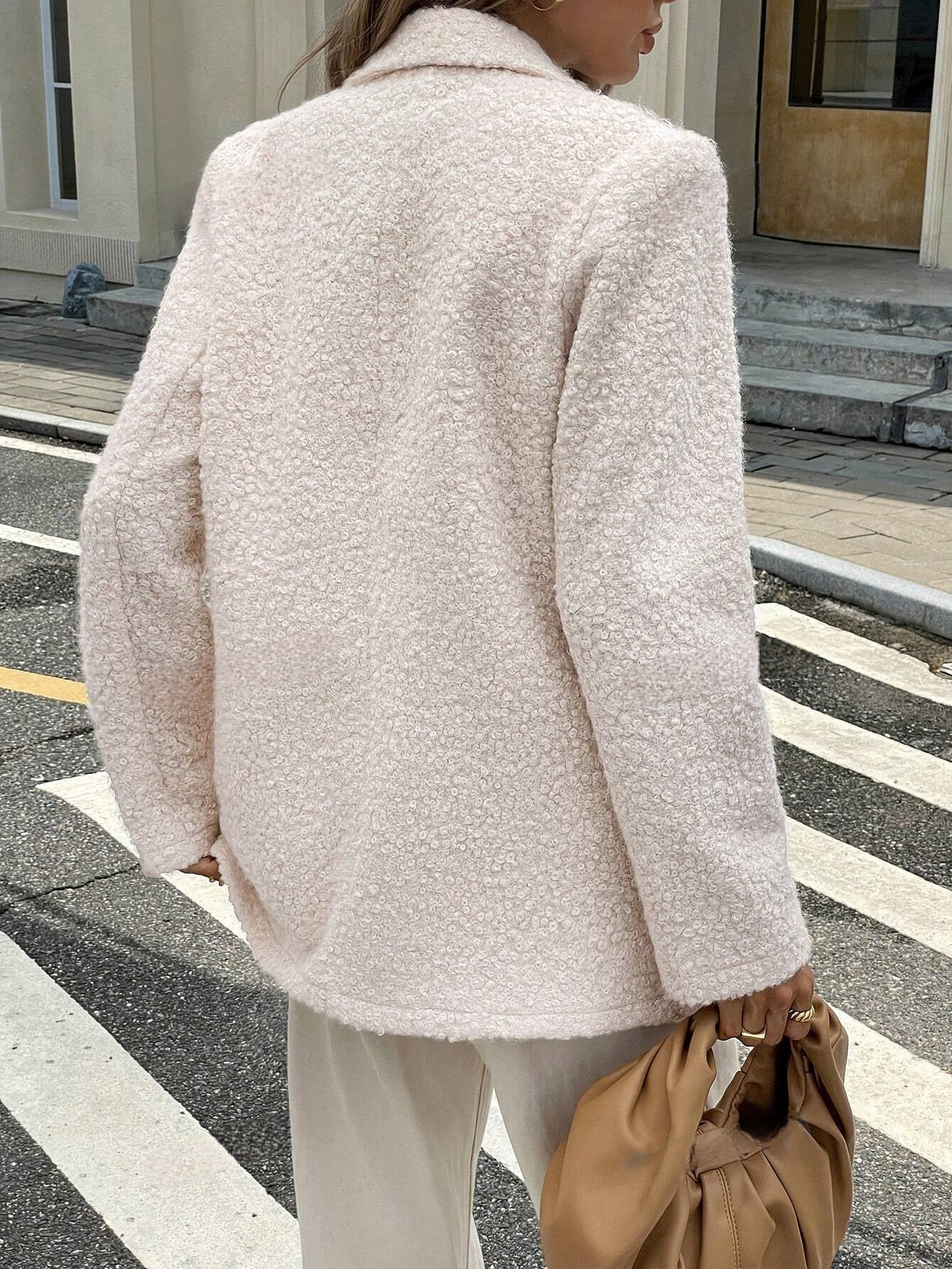 Textuurrijke Bouclé Blazer – Losvallende Lente Pasvorm