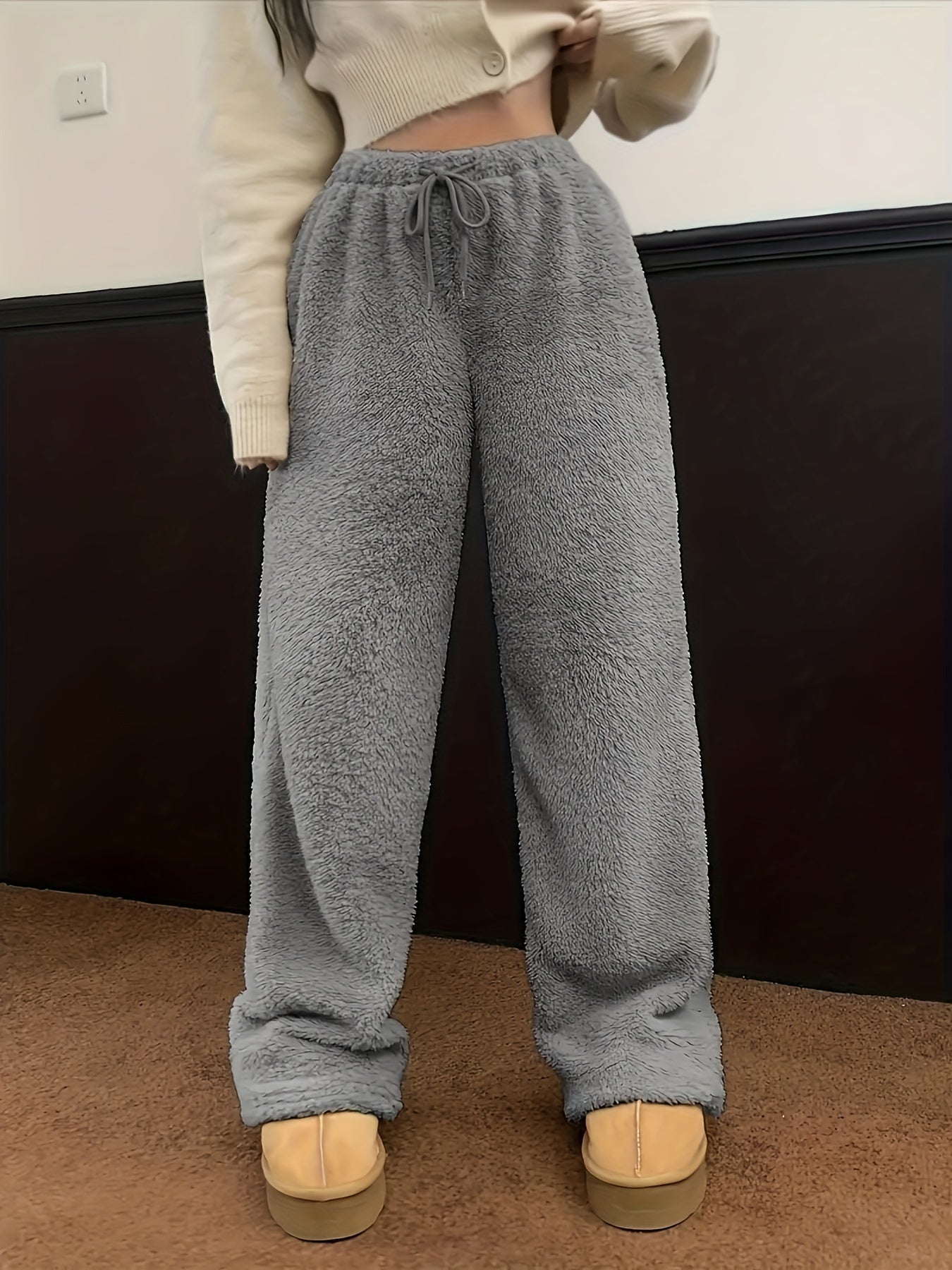 Lounge Broek Met Wijde Pijpen – Ultra Zachte Teddy