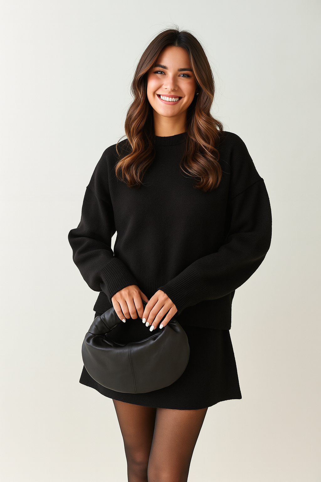 Bordeaux Gebreide Set – Relaxte Trui & Rok