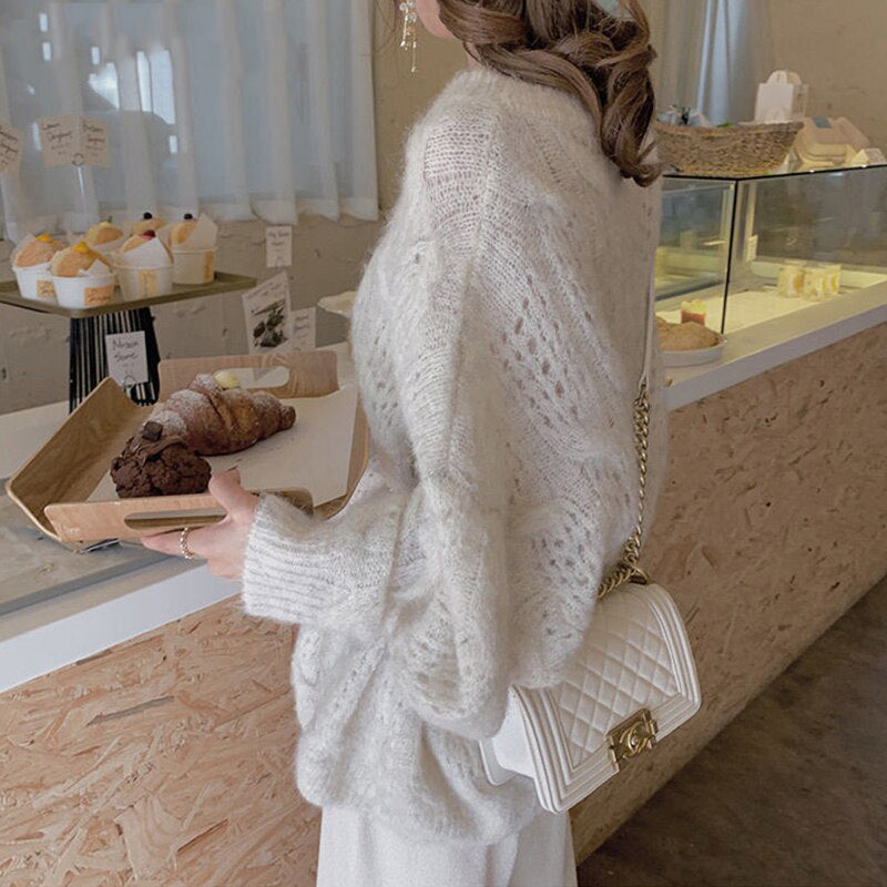 Emora Nova - Dames Open Gebreide Trui - Zacht Mohair