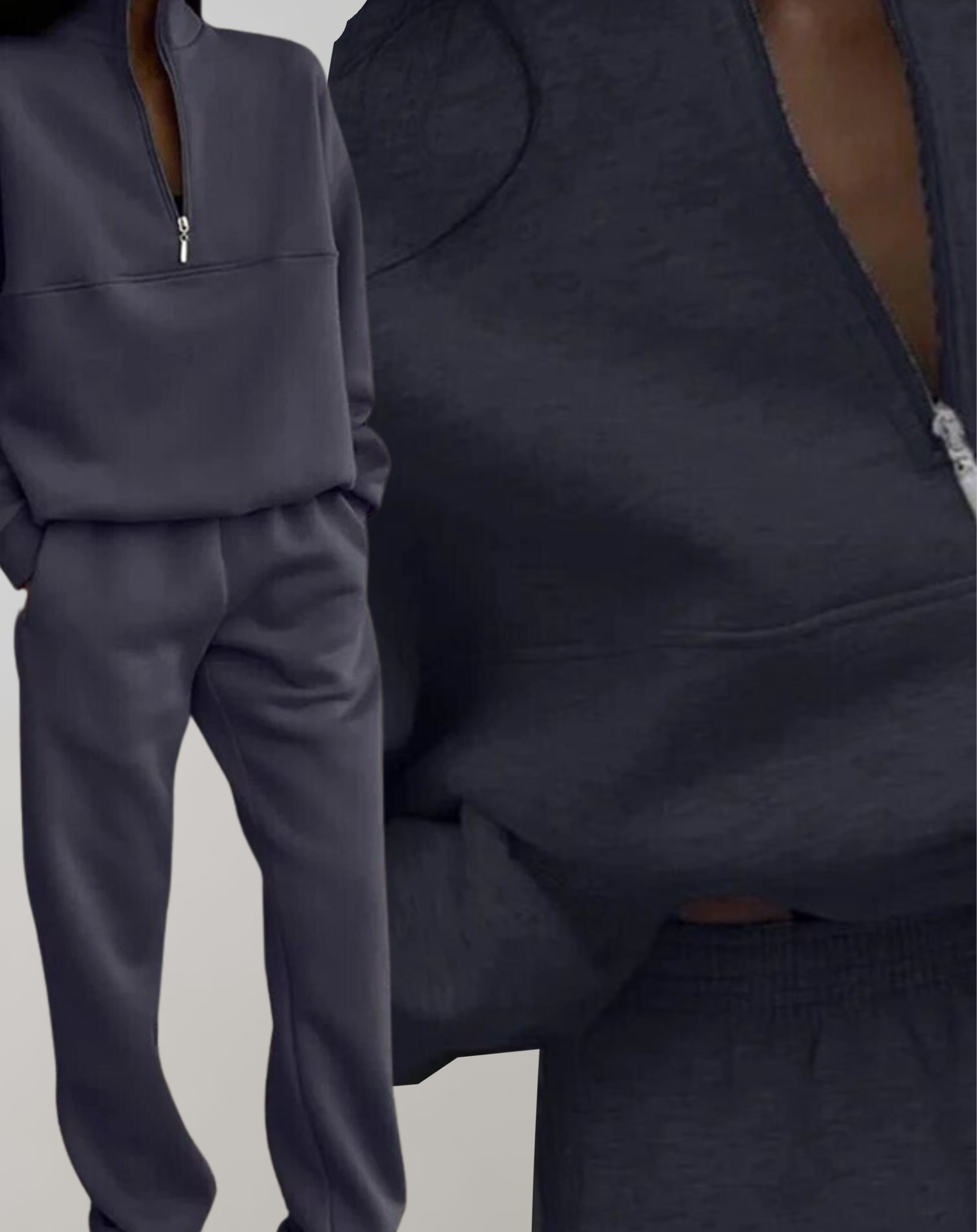 Fleece Trainingspak met Halve Rits – Relaxte Pasvorm