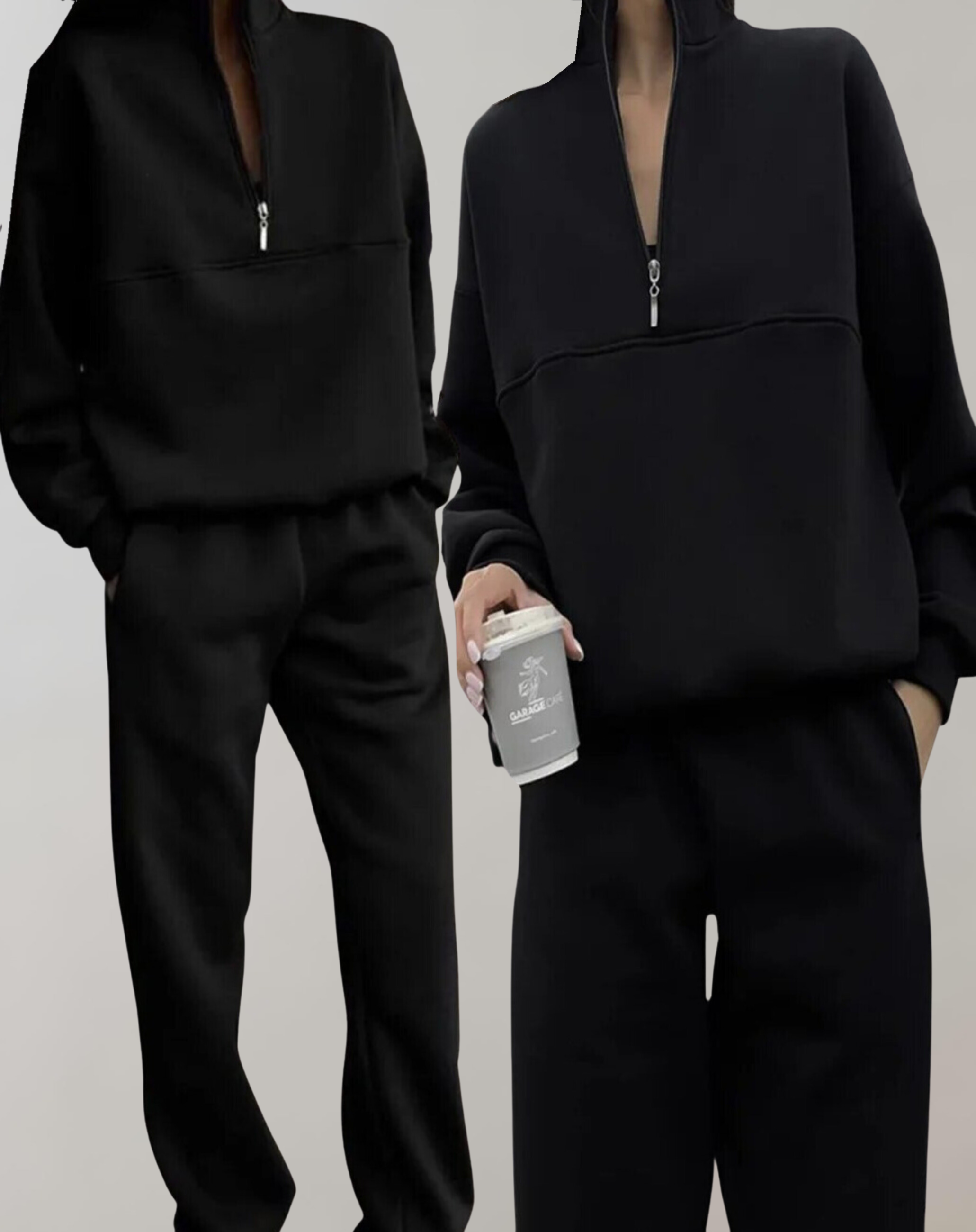 Fleece Trainingspak met Halve Rits – Relaxte Pasvorm