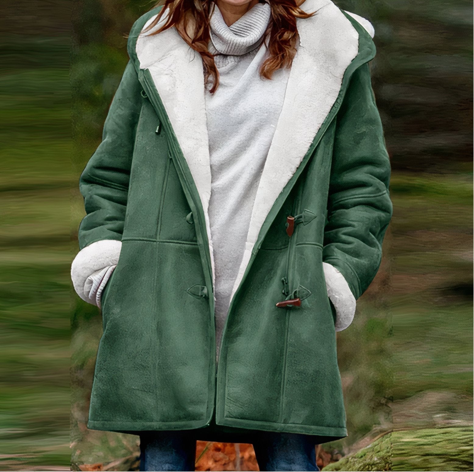 Eefje | Stijlvolle fluwelen cape in de kleur Groen voor dames in stijl ideaal voor de herfst.