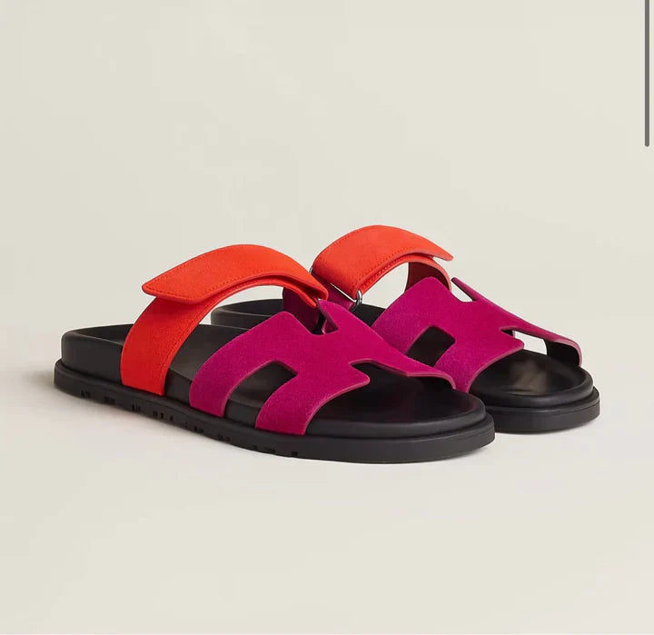 Verstelbare Lederen Platte Sandalen – Robuuste Zolen