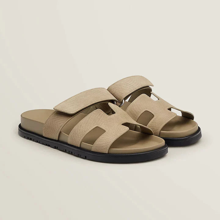 Verstelbare Lederen Platte Sandalen – Robuuste Zolen