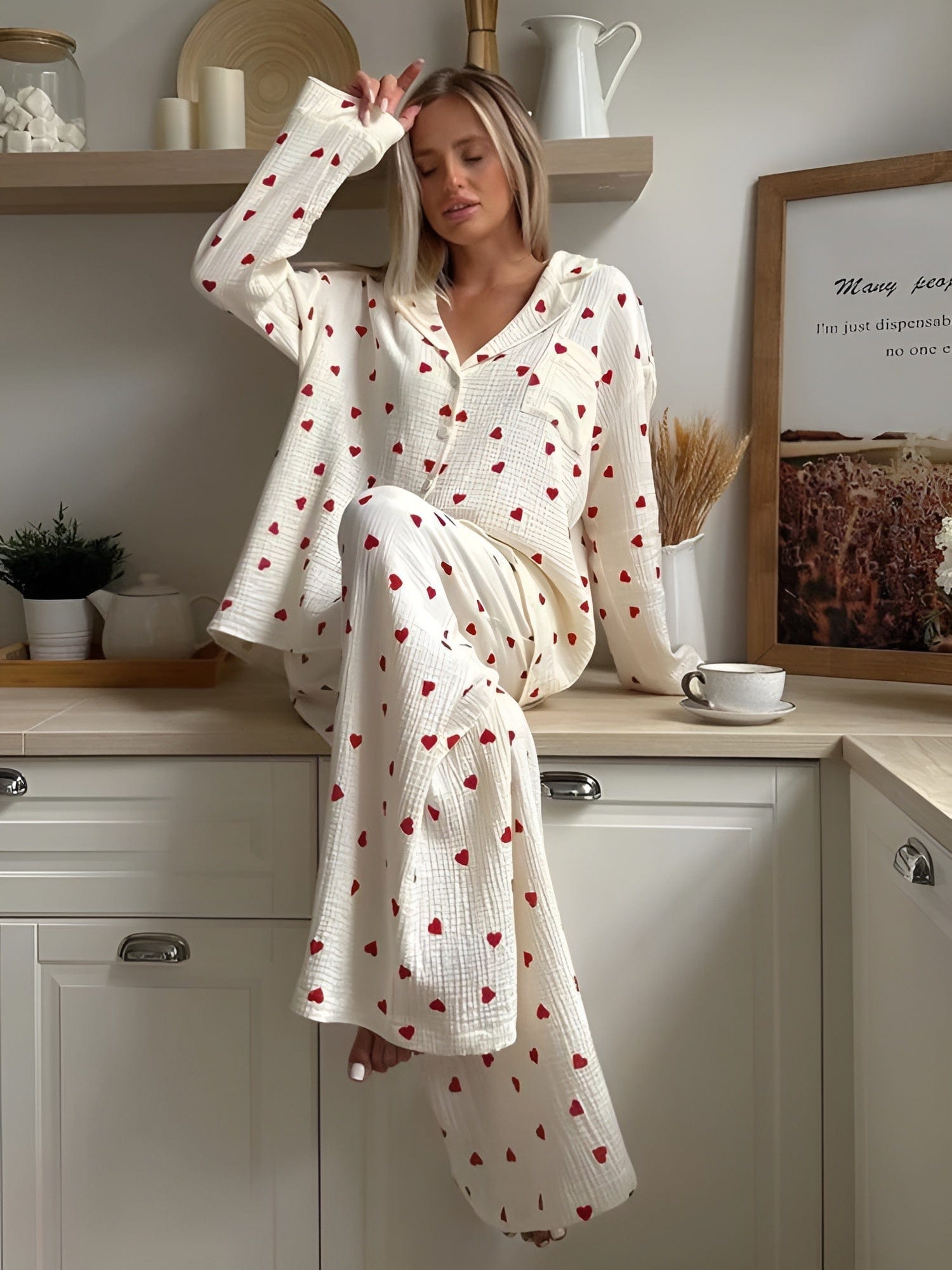 Emora Nova - Dames Loungewear Pyjamaset met Hartenprint