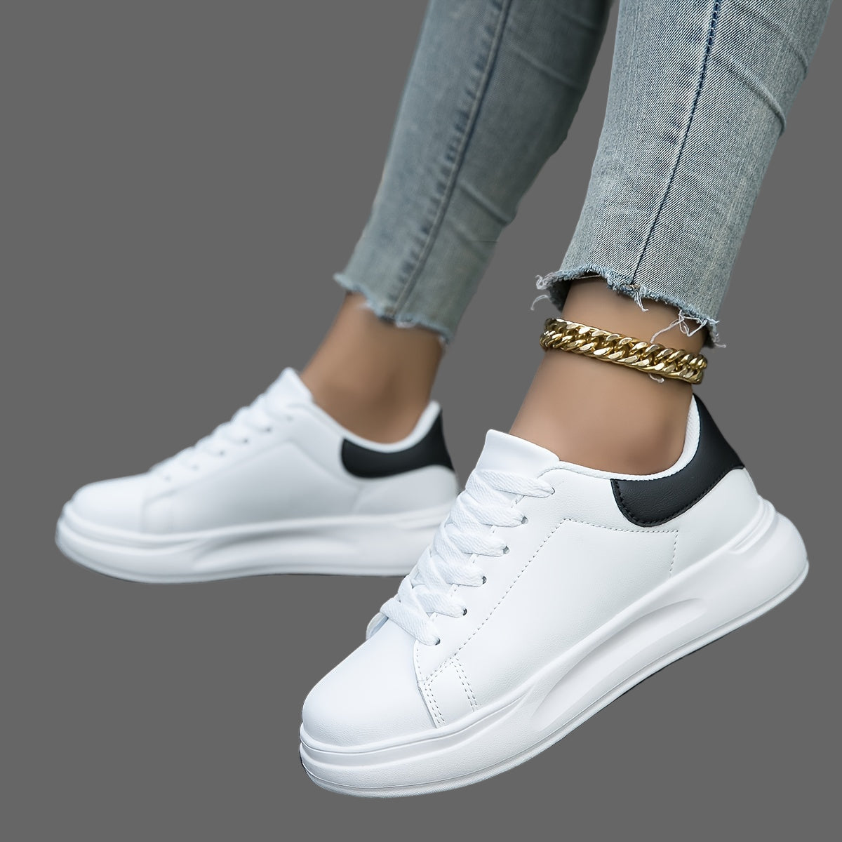 Strakke Witte Plateau Sneakers – Minimalistisch Design