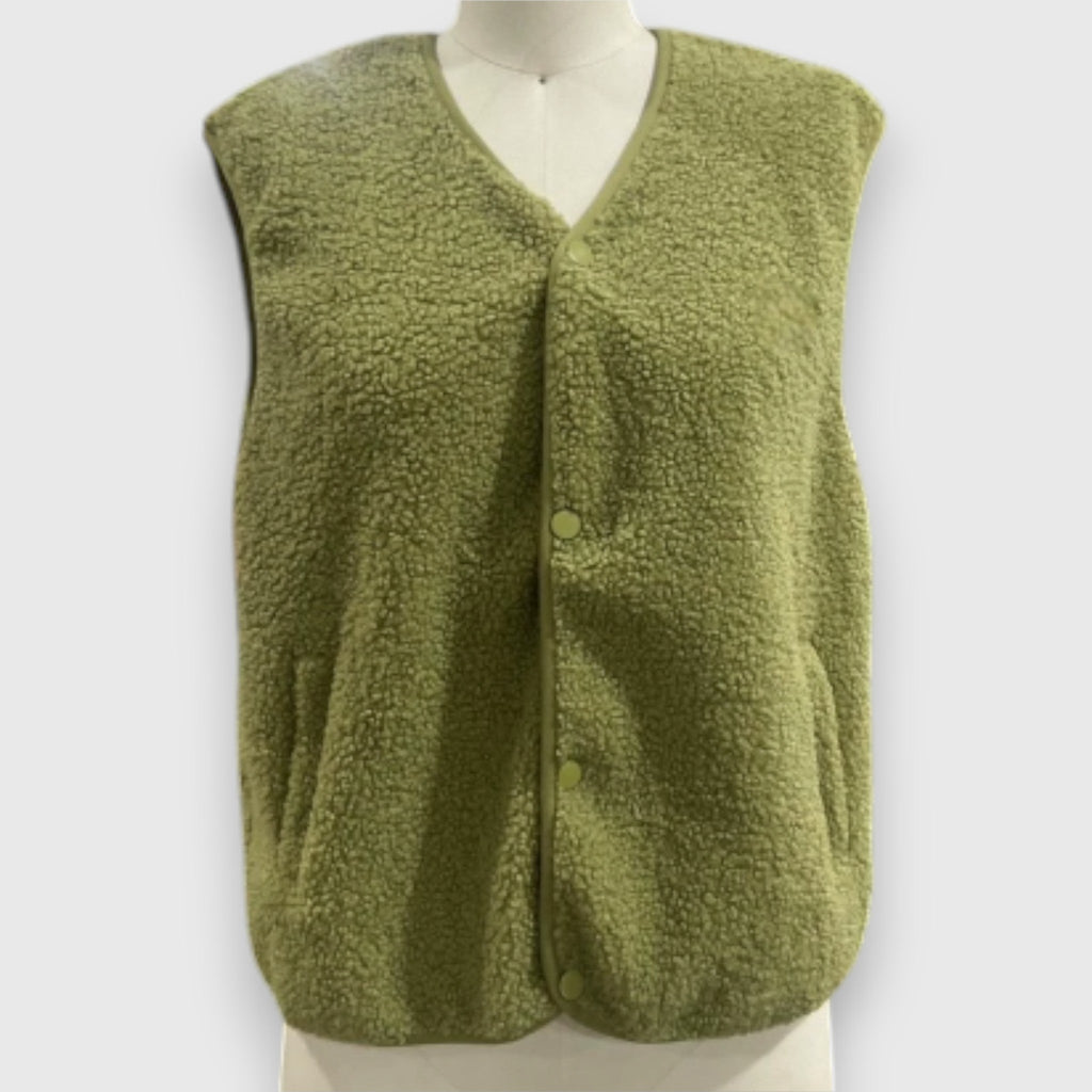 Groen Fleece Vest – Zachte Sherpa Teddy Stijl