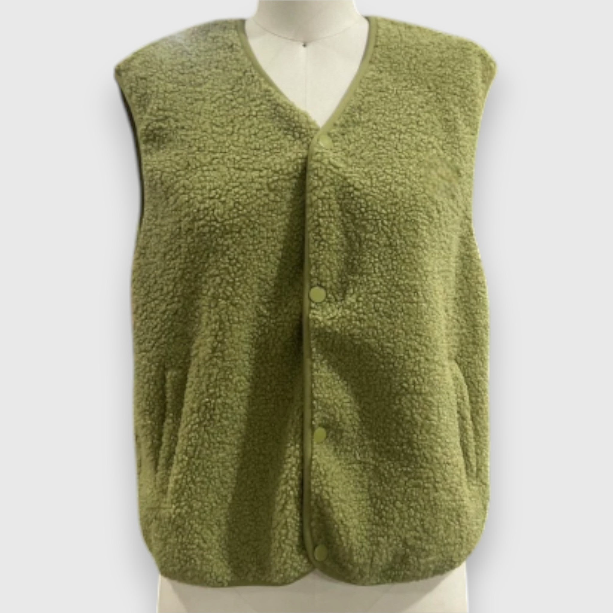 Groen Fleece Vest – Zachte Sherpa Teddy Stijl