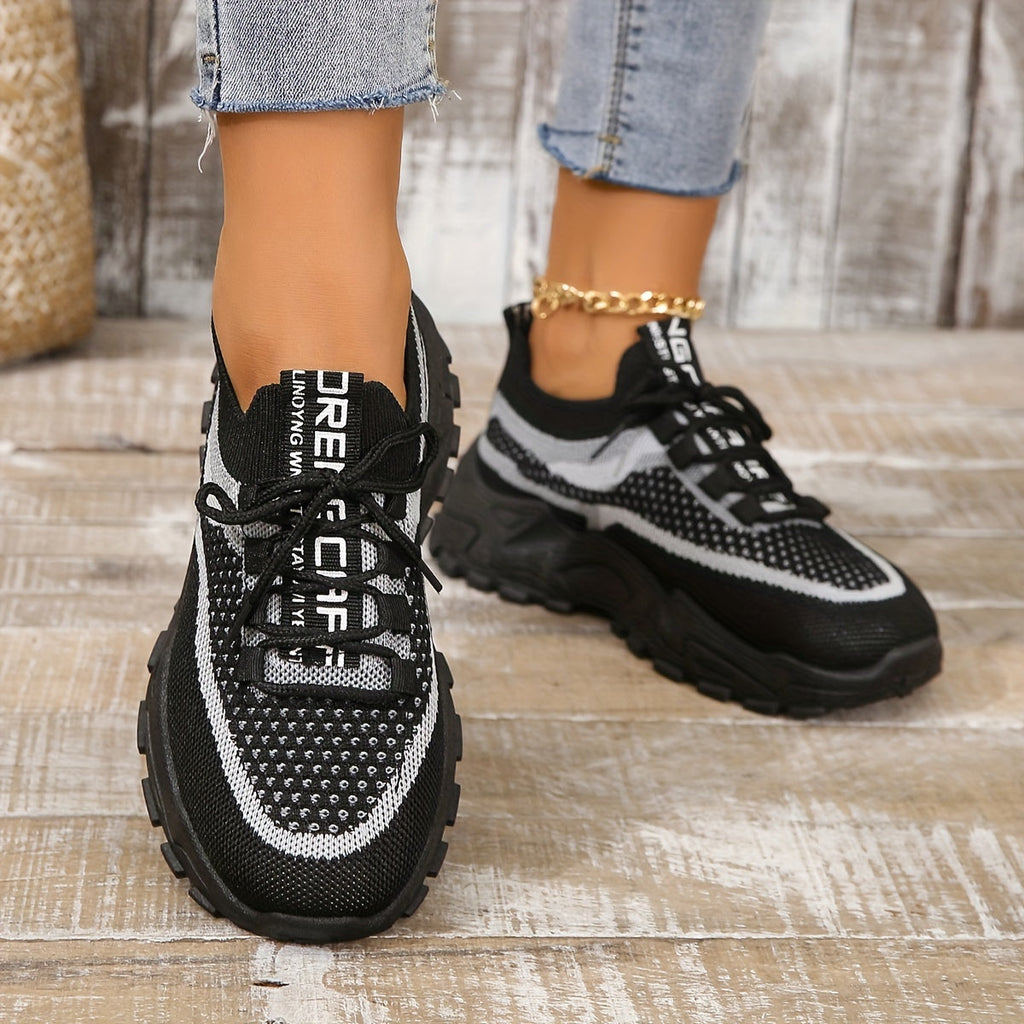 Emora Nova - Moderne Vrouwen Ademende Mesh Sneakers - Zwart