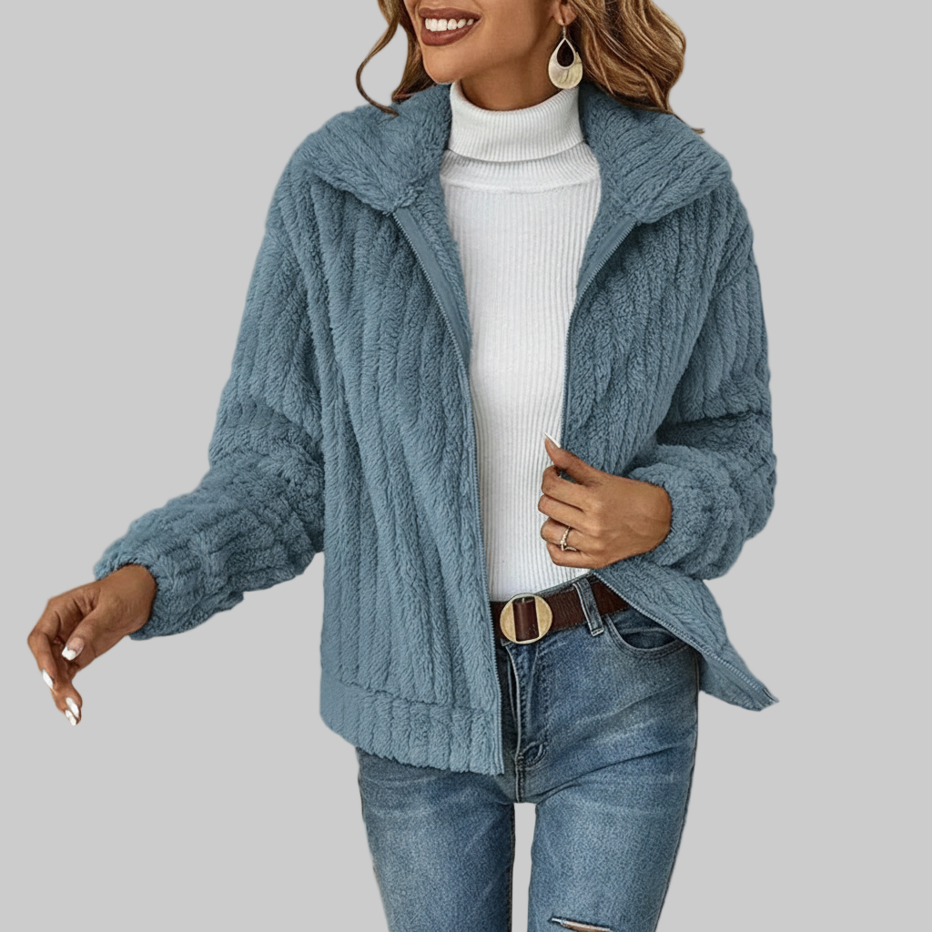 Zacht Geribbeld Fleece Vest met Rits en Kraag