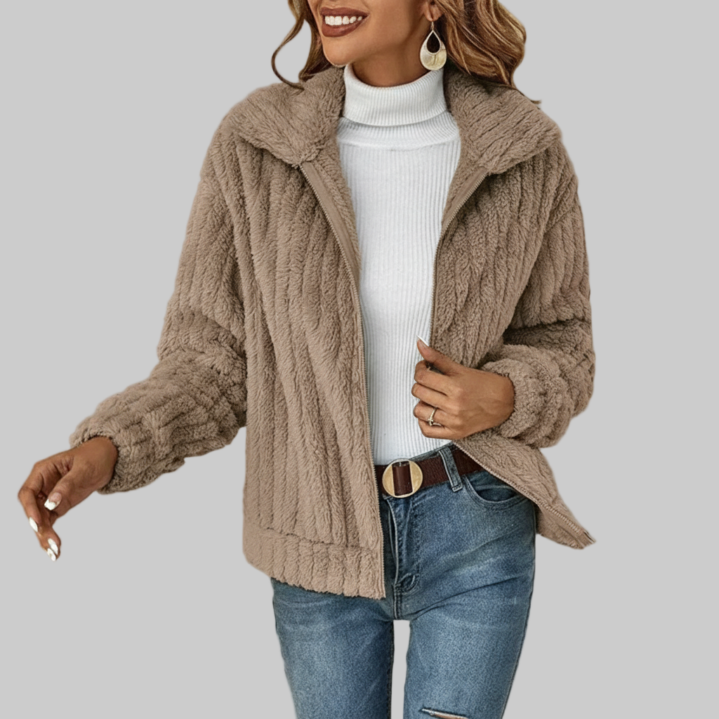 Zacht Geribbeld Fleece Vest met Rits en Kraag