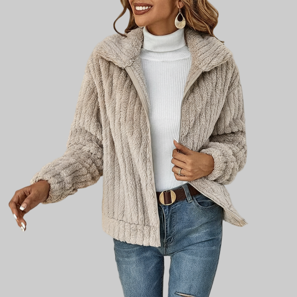 Zacht Geribbeld Fleece Vest met Rits en Kraag