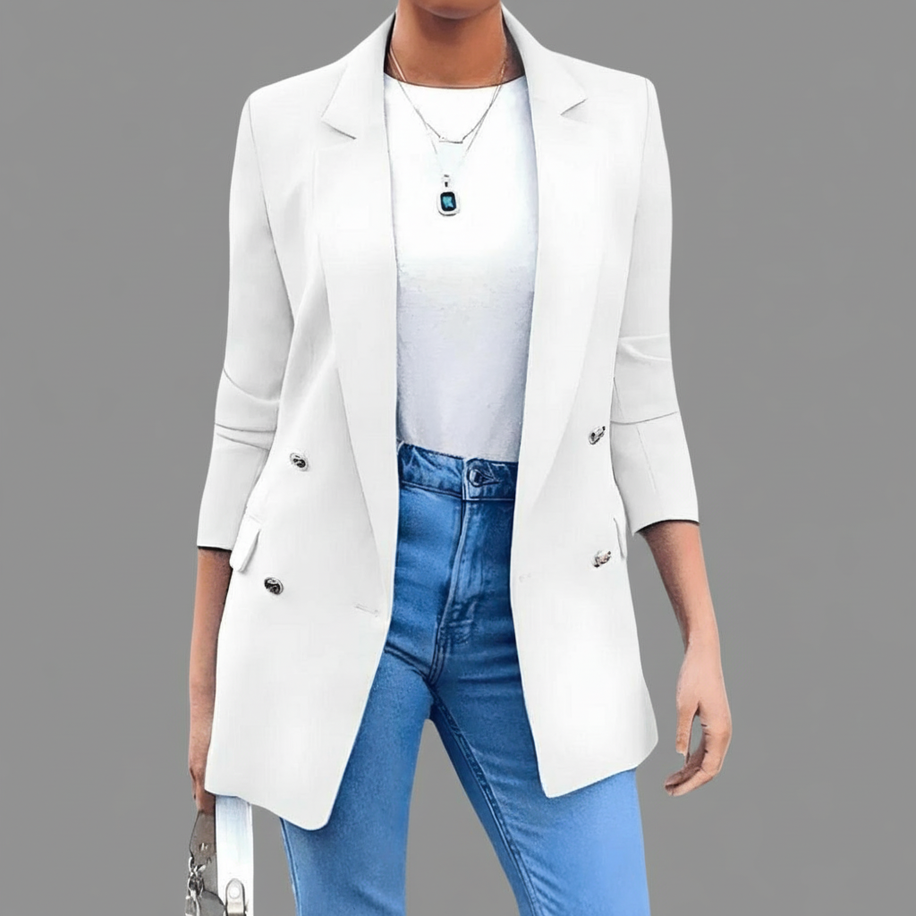 Getailleerde Dubbele Rij Blazer – Metaalknoop Detail