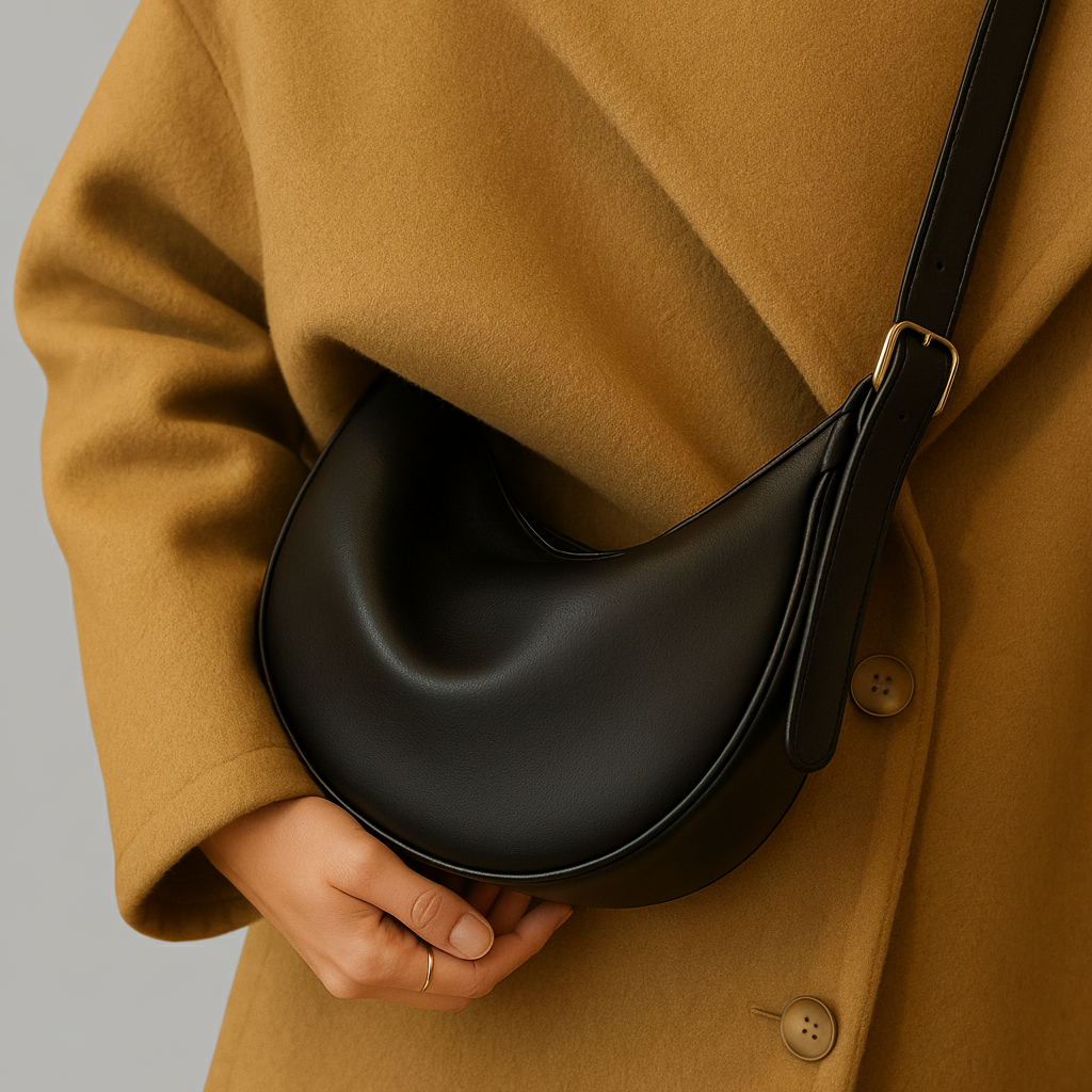 Halvemaan Crossbodytas – Zacht Vegan Leer Model