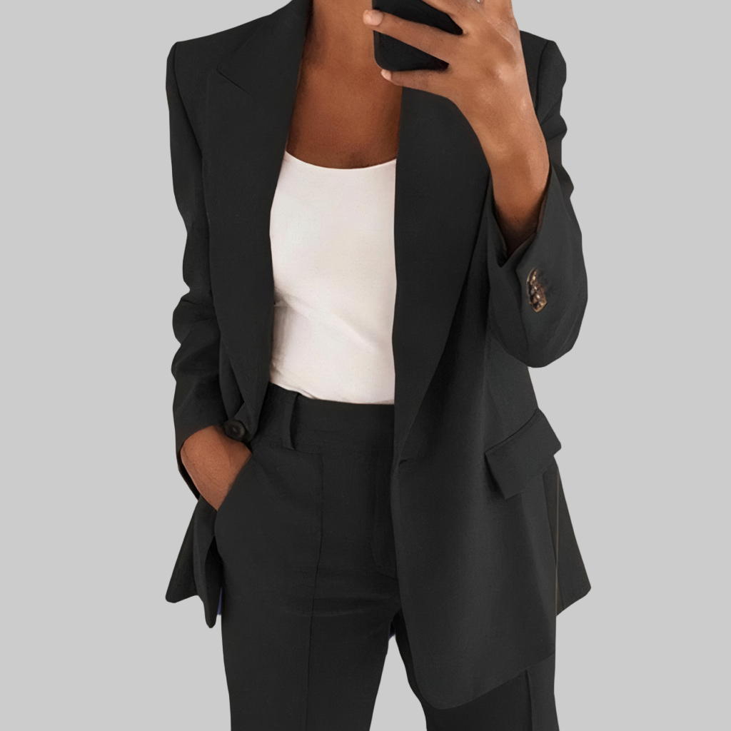 Luchtige Blazer Set – Enkele Knoop & Rechte Pijp