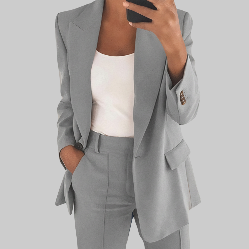 Luchtige Blazer Set – Enkele Knoop & Rechte Pijp