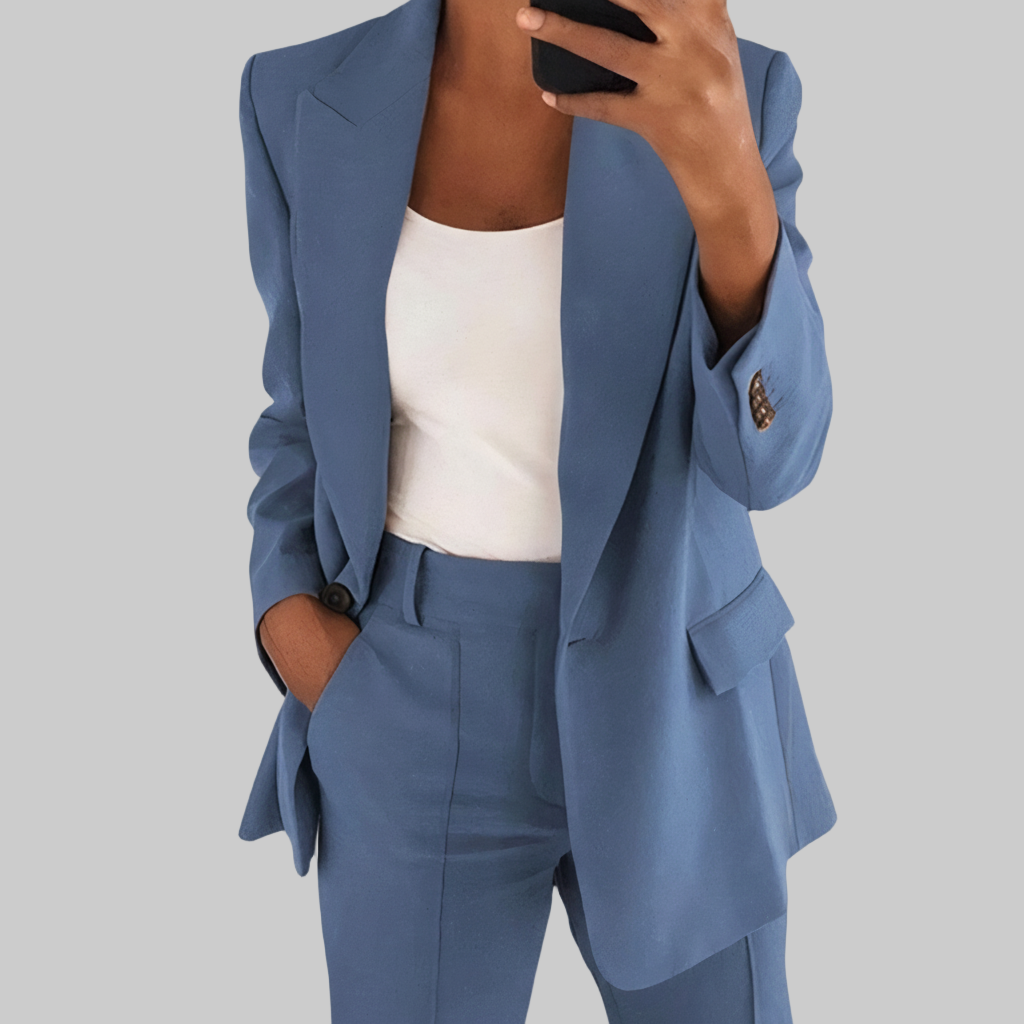 Luchtige Blazer Set – Enkele Knoop & Rechte Pijp