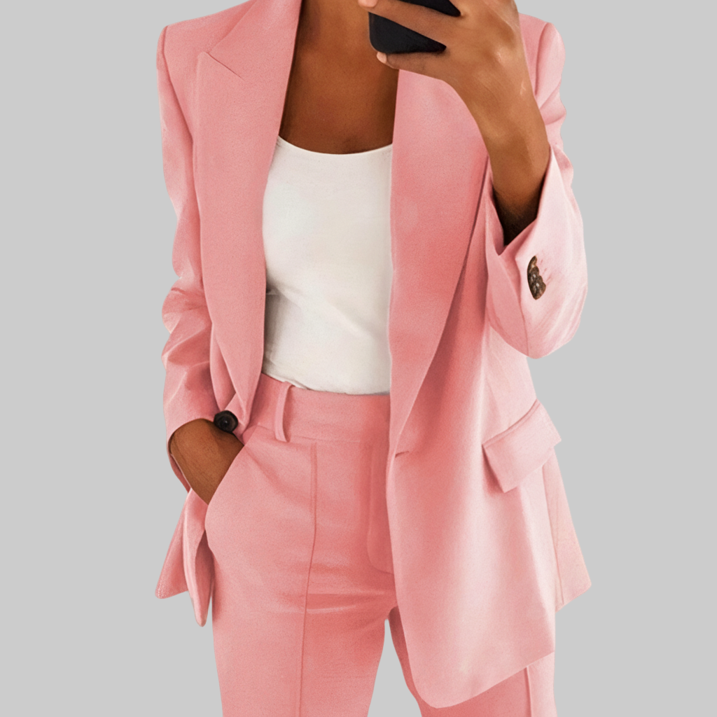 Luchtige Blazer Set – Enkele Knoop & Rechte Pijp