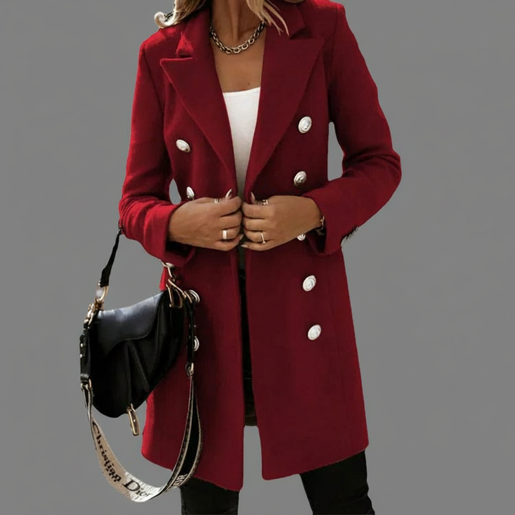Getailleerde Manteljas met Dubbele Knoopsluiting