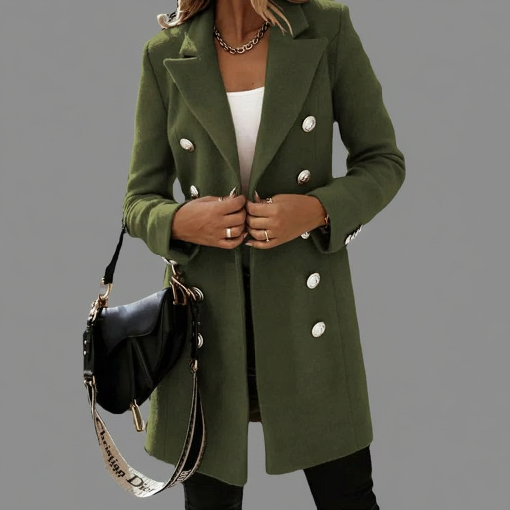 Getailleerde Manteljas met Dubbele Knoopsluiting