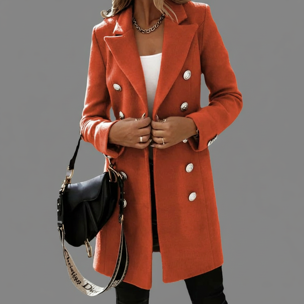 Getailleerde Manteljas met Dubbele Knoopsluiting