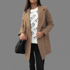 Lange Overjas Dames – Dubbele Kraag En Rechte Pasvorm