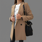 Lange Overjas Dames – Dubbele Kraag En Rechte Pasvorm