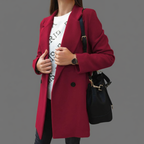 Lange Overjas Dames – Dubbele Kraag En Rechte Pasvorm