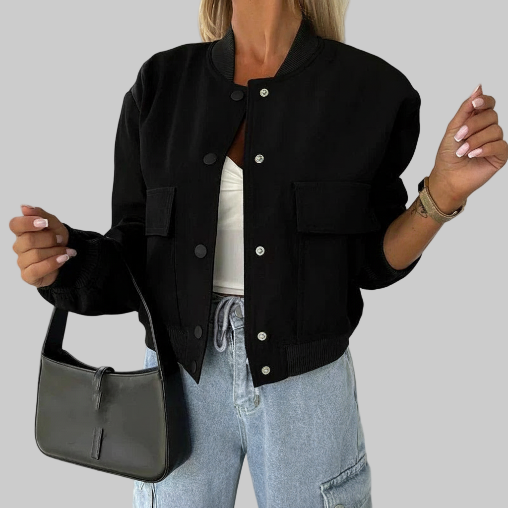 Korte Bomberjack met Zakken – Strakke Ribgebreide Boorden