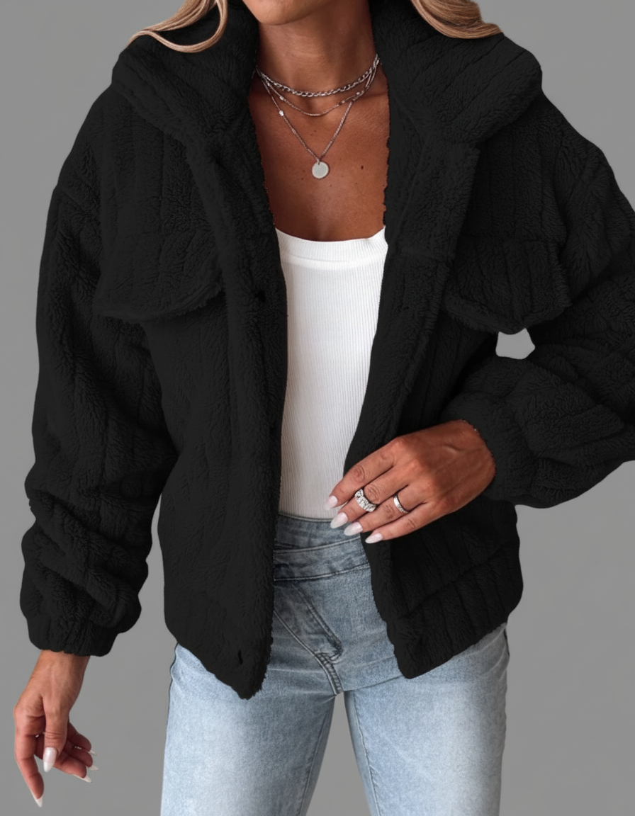 Teddy Jas – Oversized Met Knoopsluiting En Borstzakken