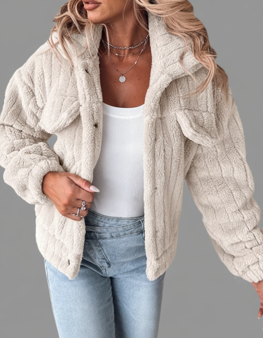 Teddy Jas – Oversized Met Knoopsluiting En Borstzakken
