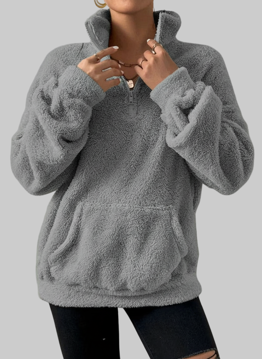 Luxe Teddy Fleece Trui – Comfortabele Ritssluiting