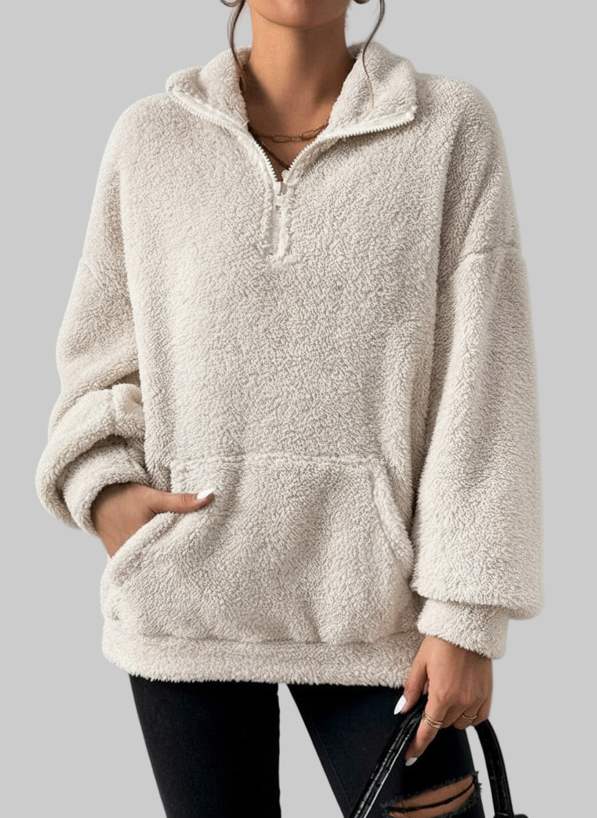 Luxe Teddy Fleece Trui – Comfortabele Ritssluiting