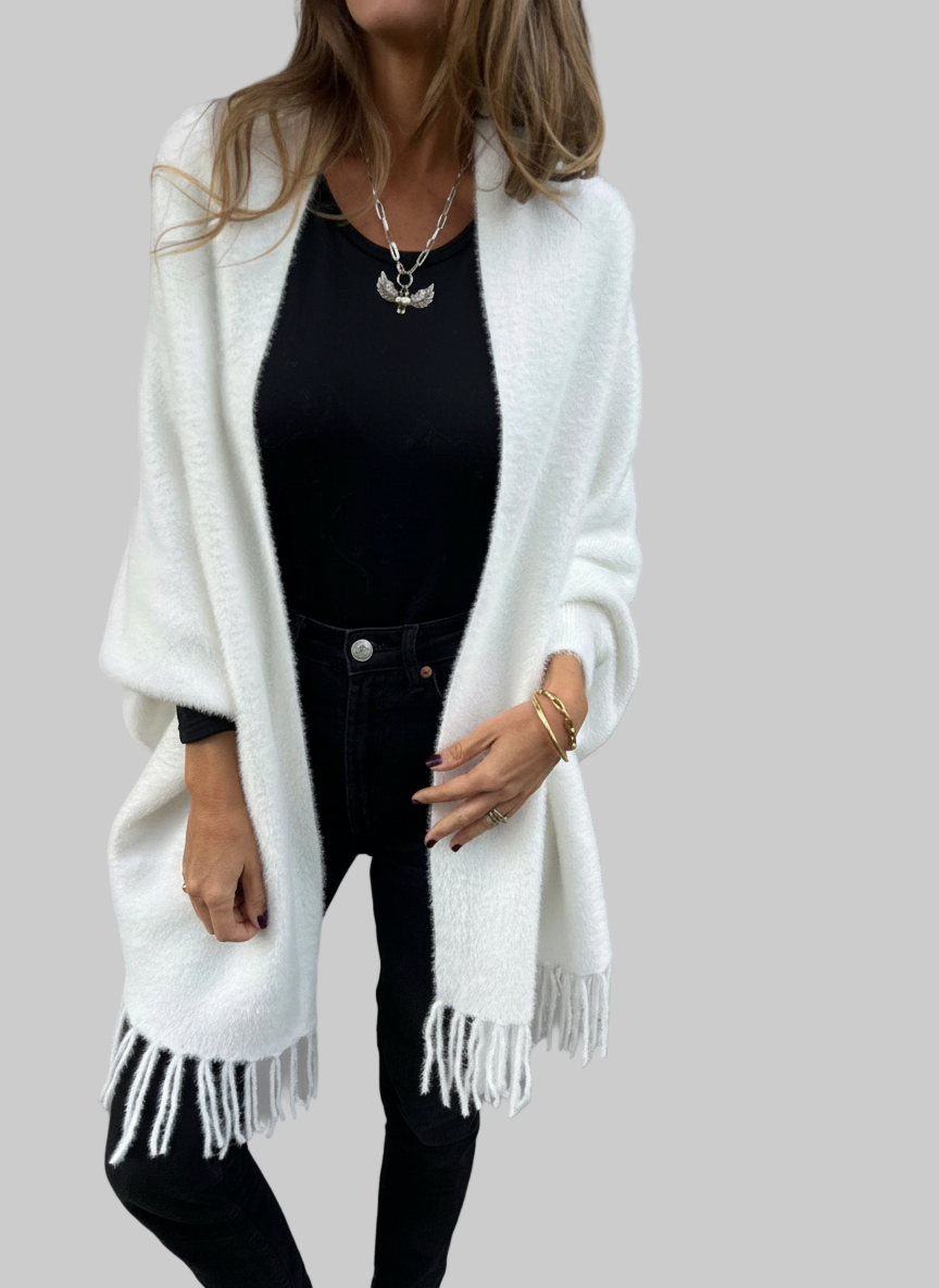 Luxe Gebreid Sjaalvest – Zachte Fuzzy Textuur