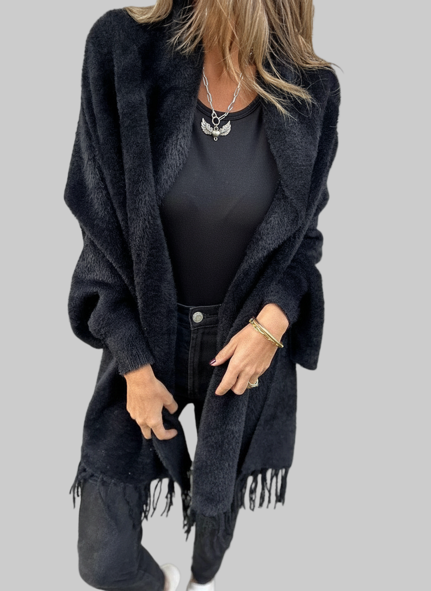 Luxe Gebreid Sjaalvest – Zachte Fuzzy Textuur