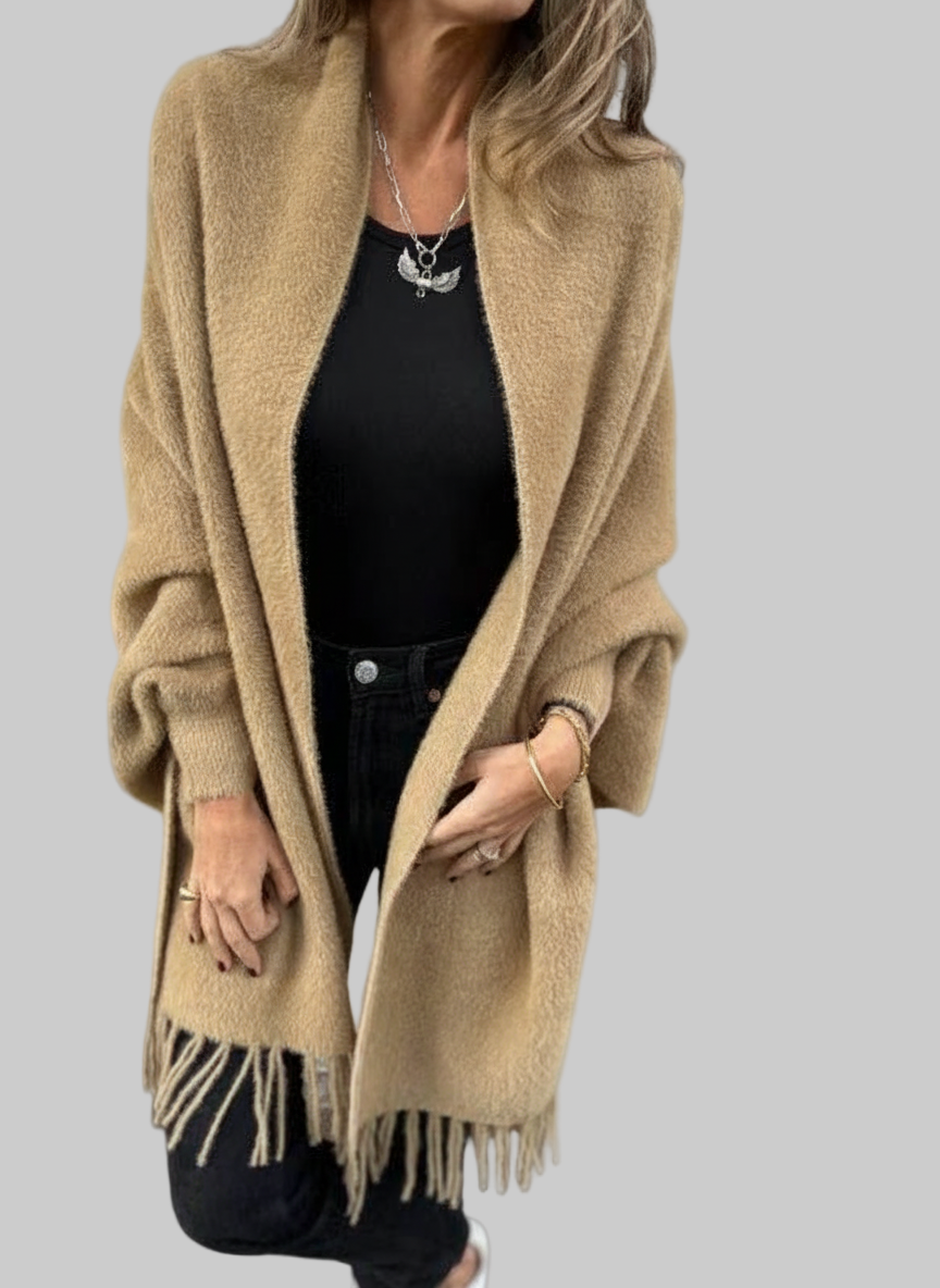 Luxe Gebreid Sjaalvest – Zachte Fuzzy Textuur