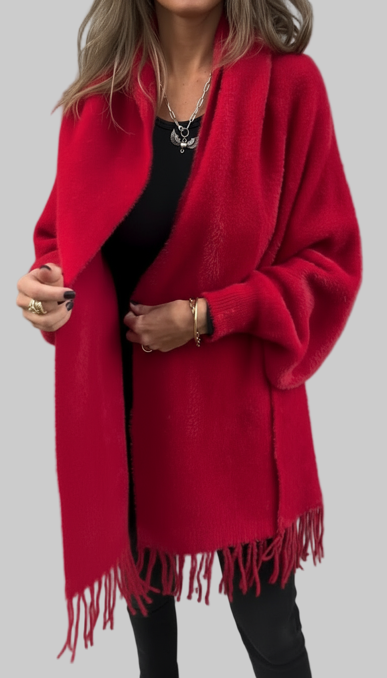 Luxe Gebreid Sjaalvest – Zachte Fuzzy Textuur