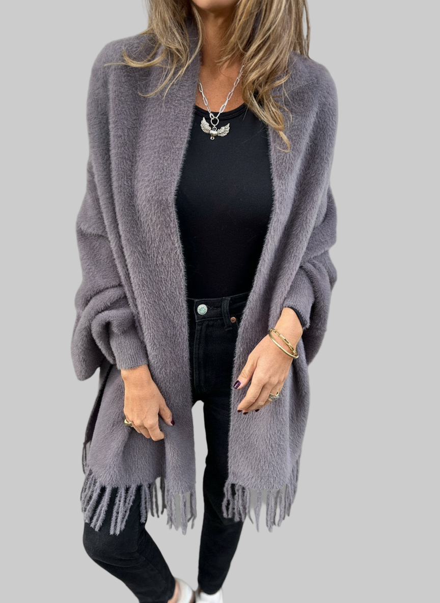 Luxe Gebreid Sjaalvest – Zachte Fuzzy Textuur