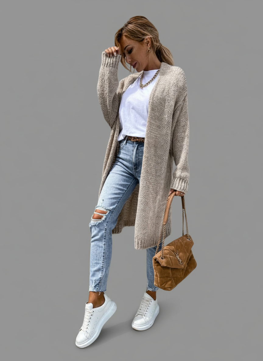Lange Gebreide Cardigan – Oversized & Open Vallend