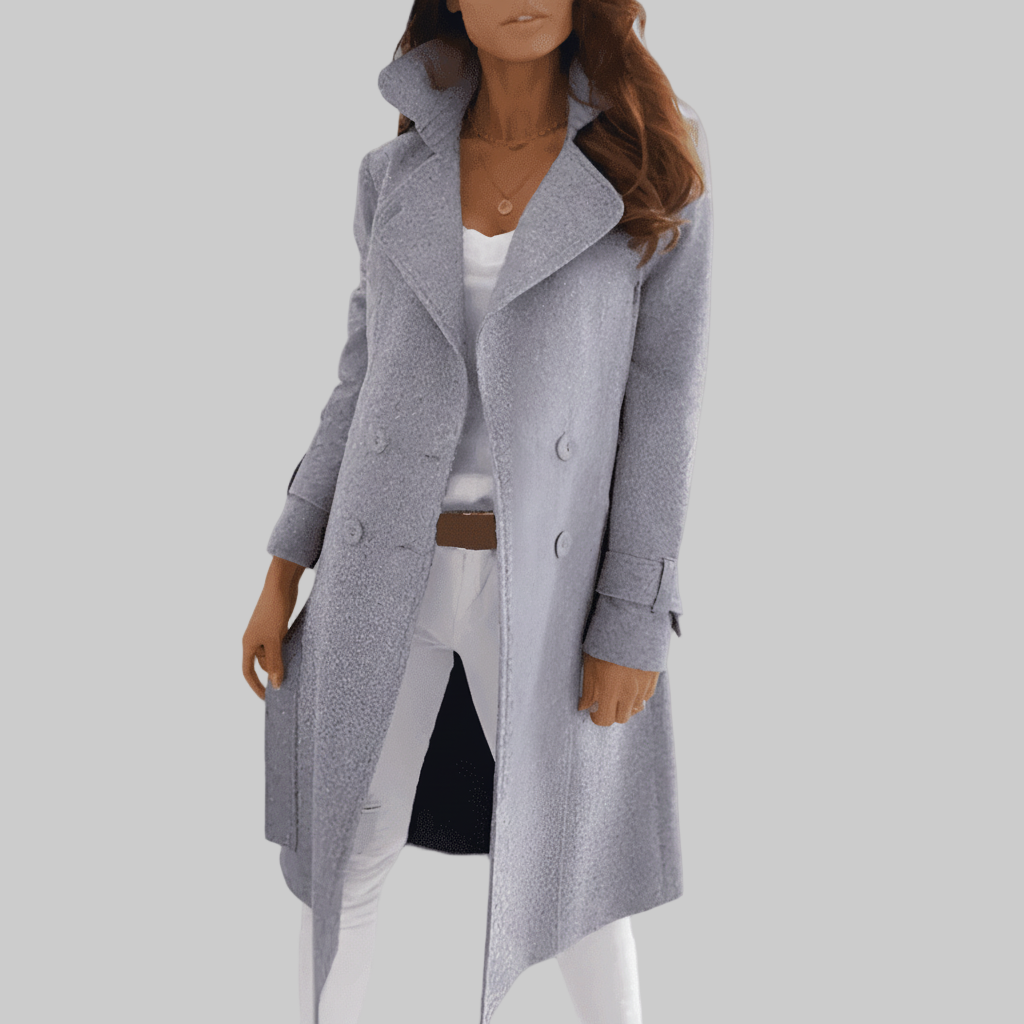 Lange Dubbelrijige Trenchcoat – Gekruid Wollook