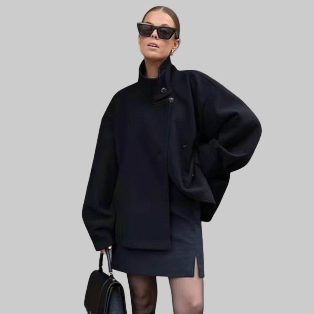 Korte Dubbele Knopen Jas – Opstaande Kraag Design