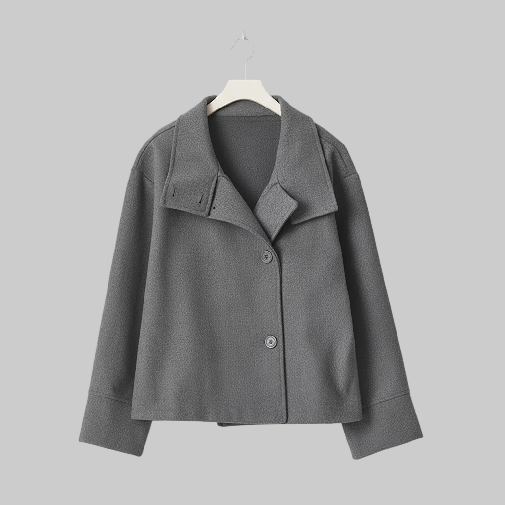 Korte Dubbele Knopen Jas – Opstaande Kraag Design