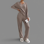 Geribbelde Tweedelige Set – Losse Pasvorm V-hals